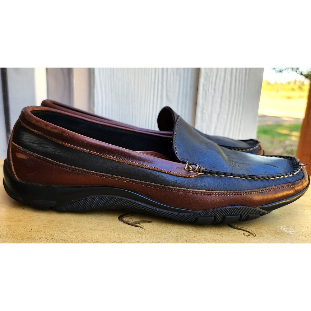 Allen Edmonds Sz 12 D Black Brown Leather Boulder Venetian Driving Moc Loafers